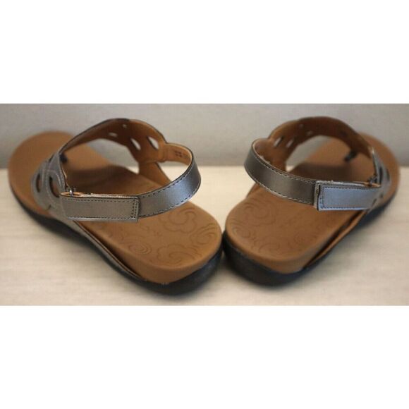 Rockport CH2086 Women's Sz 10M Pewter Metallic Ridge Slingback Sandals - Picture 9 of 10